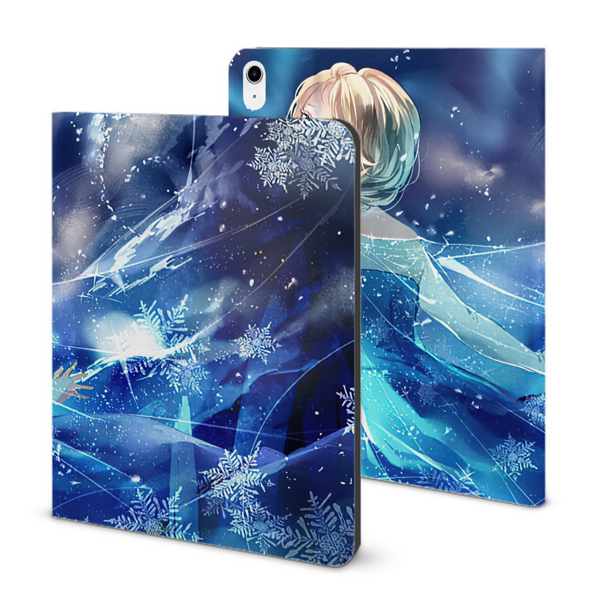（画像用） アナと雪の女王 アンナ エルサ Frozen Anna Elsa IPad ケース ブック型 PUレザー TPU 耐衝撃 軽量 薄型 ペン収納なし 全面保護 IPad 各モデル対応
